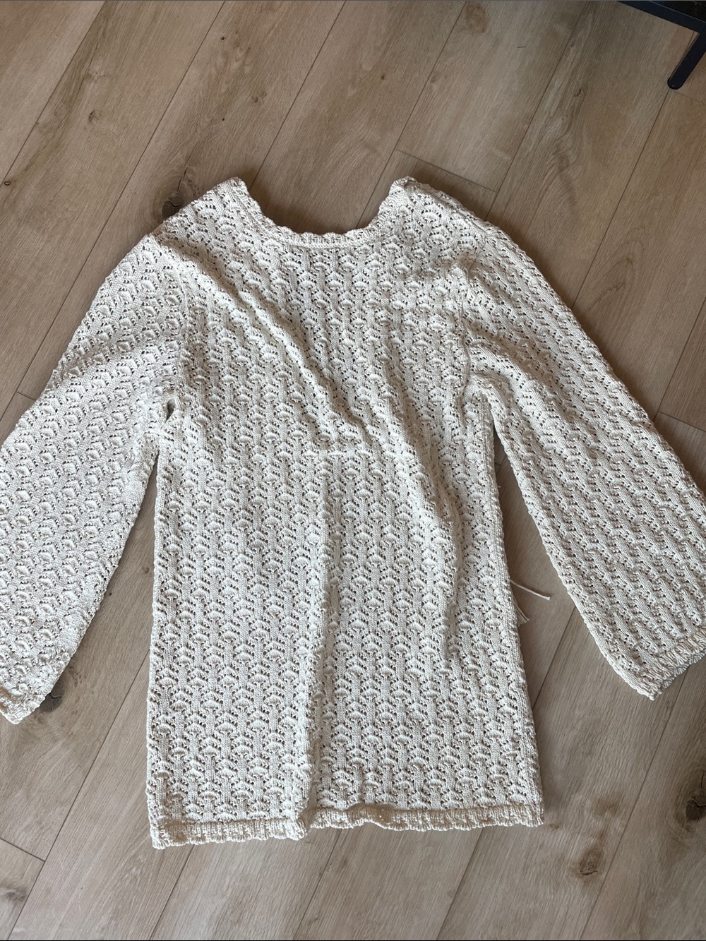 NWT Cream Crochet Knit Long Sleeve Dress